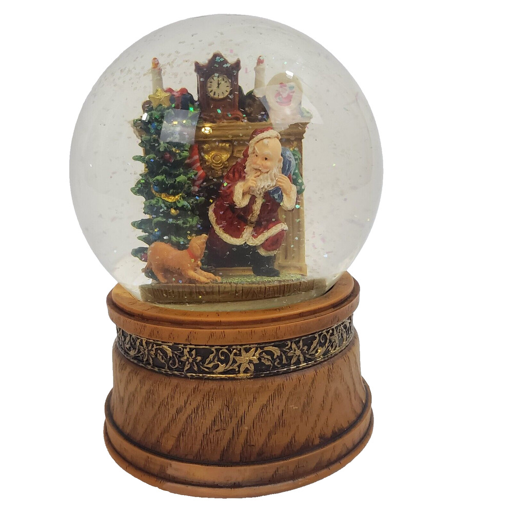 Sterling Collectibles Santa Musical Snow Globe Adult's Wood Base Christmas Decor